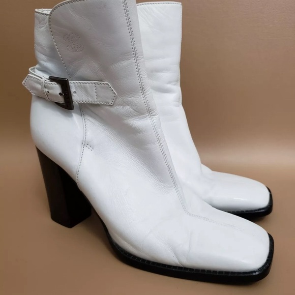 Vintage Chanel Square Toe Leather Ankle Boots - Picture 4 of 11